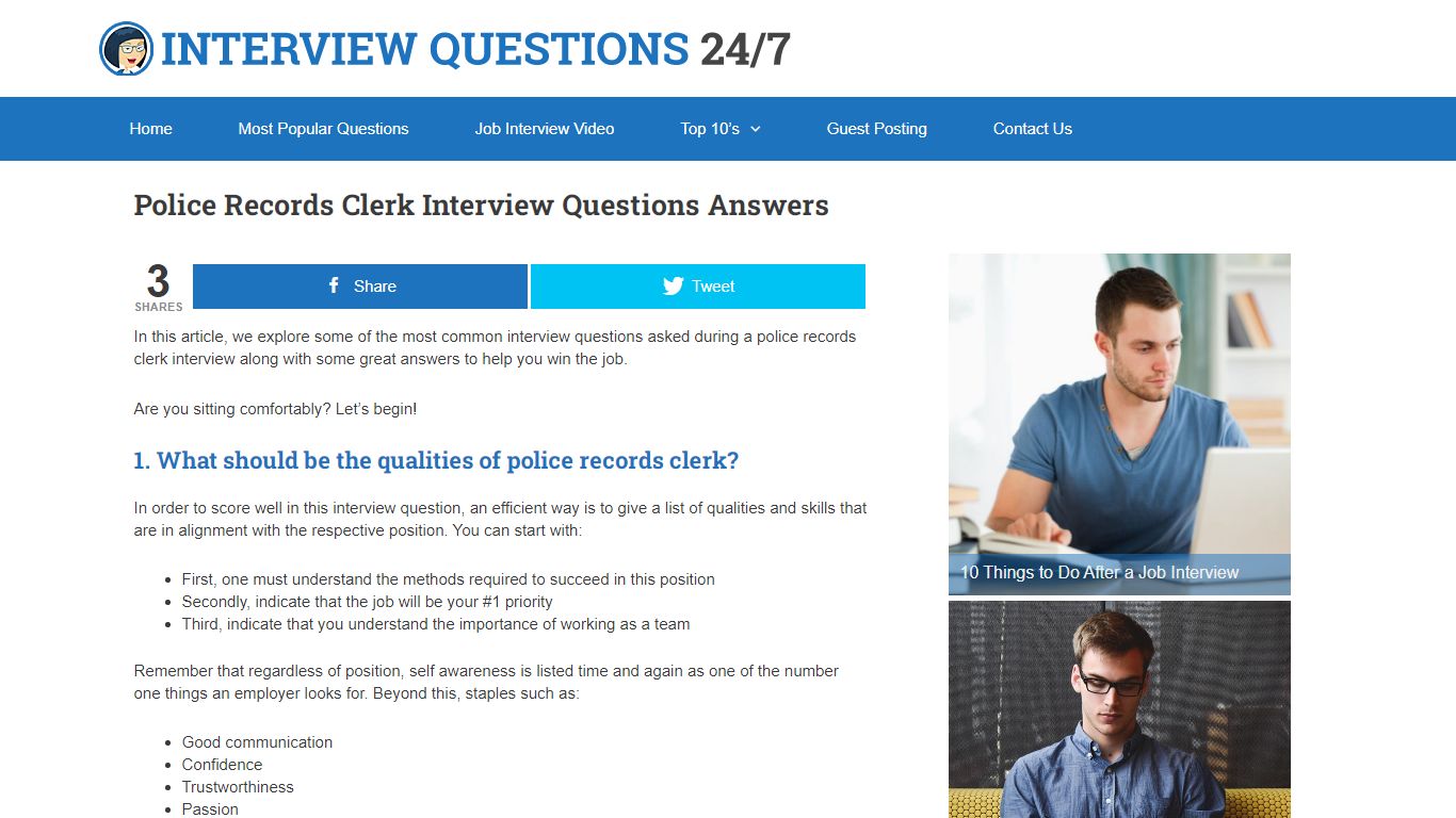 Police records clerk interview questions answers