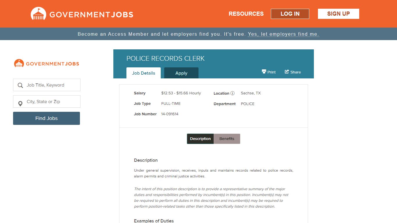 POLICE RECORDS CLERK | Government Jobs